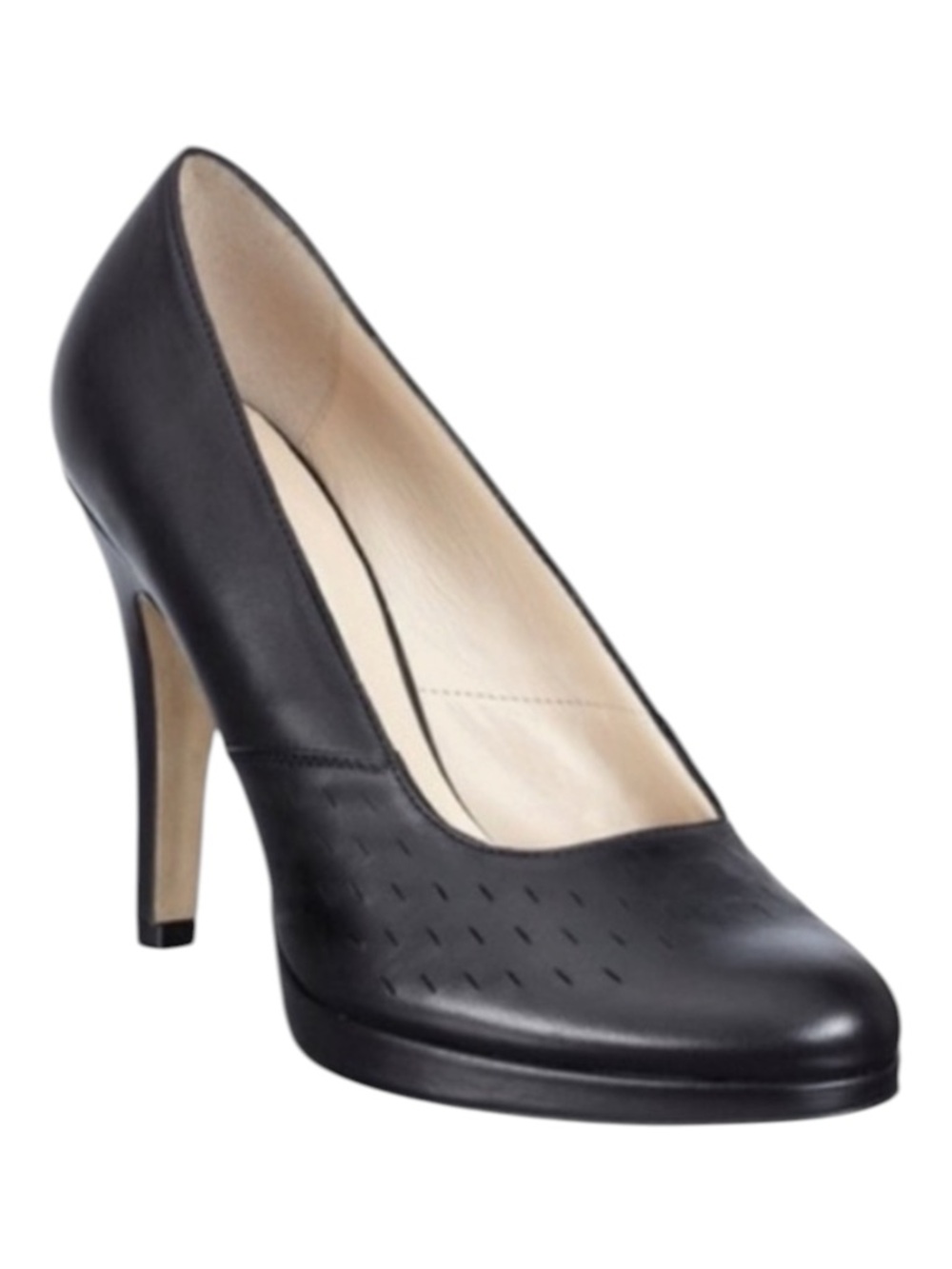 Julie Lopez Black Leather Charlotte 4” Pump Heels